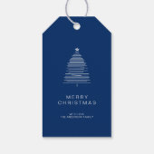 Étiquettes-cadeau Simple Blue Line Art Joyeux sapin de Noël (Dos)