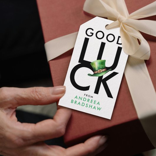 Étiquettes-cadeau Simple Casquette de la Saint Patrick vert et blanc