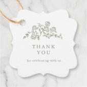 Étiquettes Cadeau Simple Delicate Floral Timeless Sage Mariage vert (Devant)