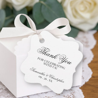 Étiquettes Cadeau Simple Élégance Merci Mariage