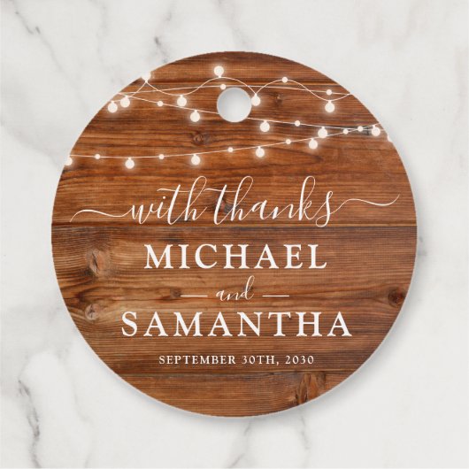 Étiquettes Cadeau Simple Elégant Bois Rustique Mariage Favoriser Mer (Dos)