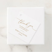 Étiquettes Cadeau Simple Élégant Écriture Blanc et Or Merci (En situation)