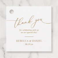 Simple Élégant Écriture Blanche et Or Merci