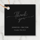 Étiquettes Cadeau Simple Elegant mariage noir et blanc (Devant)