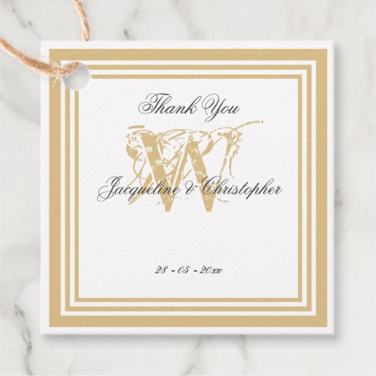 Étiquettes Cadeau Simple Élégant Monogramme Moderne Merci (Devant)