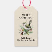 Étiquettes-cadeau Simple élégant Noël Floral Bird (Devant)