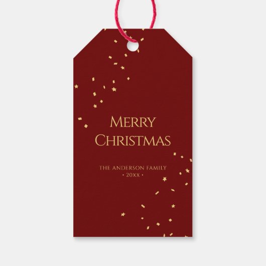 Étiquettes-cadeau Simple Elegant Rouge & Or Confetti Joyeux Noël (Dos)