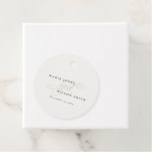 Étiquettes Cadeau Simple élégant Script chic Mariage noir et blanc