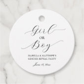 Étiquettes Cadeau Simple Élégant Script Sexe Reveval Party (Devant)