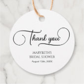 Étiquettes Cadeau Simple et élégant script Remerciement de douche de (Dos)