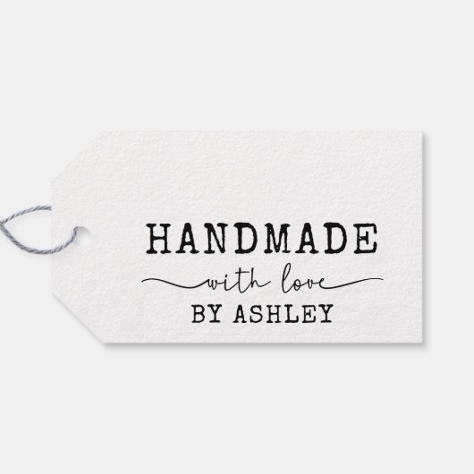 Étiquettes-cadeau Simple fait à la main avec amour écriture manuscri (Dos (Horizontal))