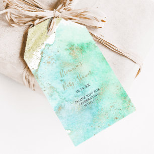 Étiquettes-cadeau Simple Fête de Naissance Minimaliste Or et Vert