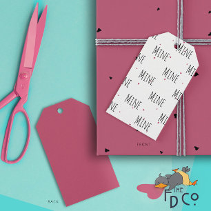 Étiquettes-cadeau Simple Funny "Mine" Editable Type Motif + Coeurs
