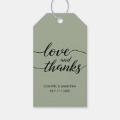 Étiquettes-cadeau Simple Green Mariage Amour et merci Script Custom (Devant)