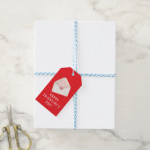 Étiquettes-cadeau Simple Heureuse Sainte-Valentin Coeur blanc sur ro (Avec de laficelle)
