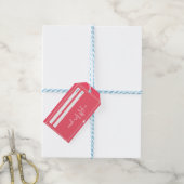 Étiquettes-cadeau Simple Heureuse Sainte-Valentin Coeur blanc sur ro (Avec de laficelle)