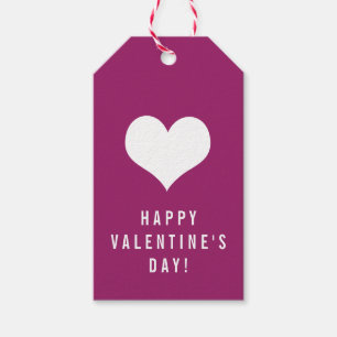 Étiquettes-cadeau Simple Heureuse Sainte-Valentin Magenta avec coeur