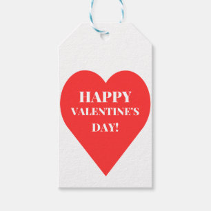 Étiquettes-cadeau Simple Heureuse Sainte-Valentin Red Heart sur blan