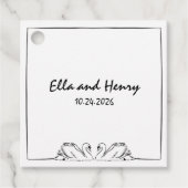 Étiquettes Cadeau Simple intemporel écrit à la main Swan Mariage Déc (Devant)