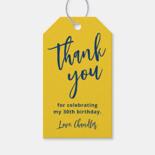 Étiquettes-cadeau Simple Jaune Moutarde Anniversaire Merci