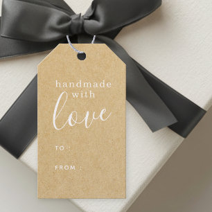 Étiquettes-cadeau Simple Kraft Rustique Fabriqué à la Main avec Amou