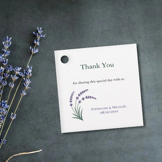 Étiquettes Cadeau Simple Lavender Wedding Thank You