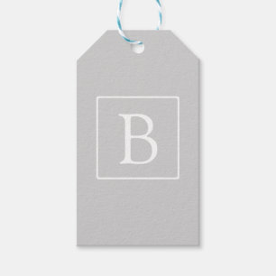 Étiquettes-cadeau Simple Light Grey monogram