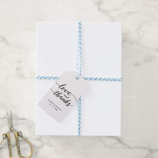 Étiquettes-cadeau Simple Mariage Amour et merci Script personnalisé (Avec de laficelle)