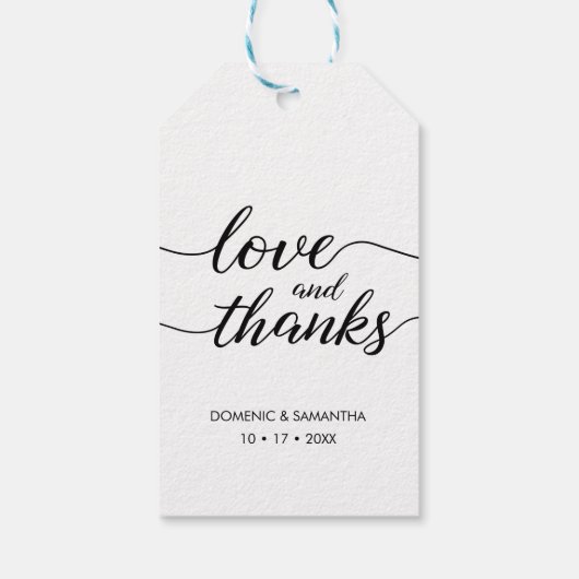 Étiquettes-cadeau Simple Mariage Amour et merci Script personnalisé (Dos)