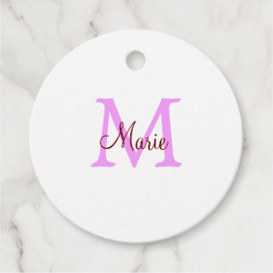 Étiquettes Cadeau simple minimal ajouter nom monogramme rose rouge