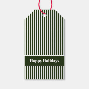 Étiquettes-cadeau Simple minimal Joyeux Vacances Forêt Vert bande
