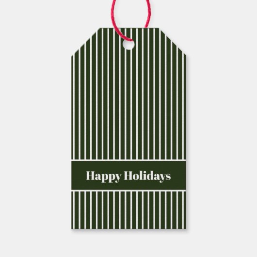 Étiquettes-cadeau Simple minimal Joyeux Vacances Forêt Vert bande (Devant)