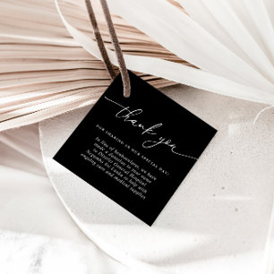 Étiquettes Cadeau Simple minimaliste Merci noir et blanc