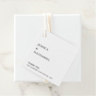 Étiquettes Cadeau Simple minimaliste noir et blanc Mariage moderne