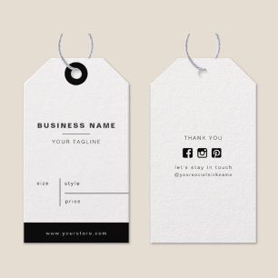 Étiquettes-cadeau Simple minimaliste Nom commercial Prix Hang Tags