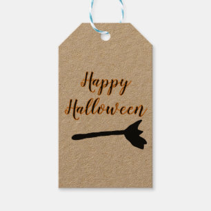 Étiquettes-cadeau simple minimum heureux Halloween noir brosse orang