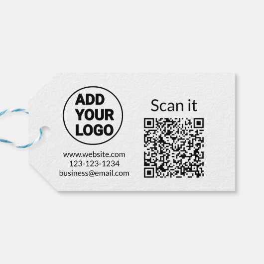 Étiquettes-cadeau Simple minimum q r code ajouter logo code d'analys (Dos Horizontal)