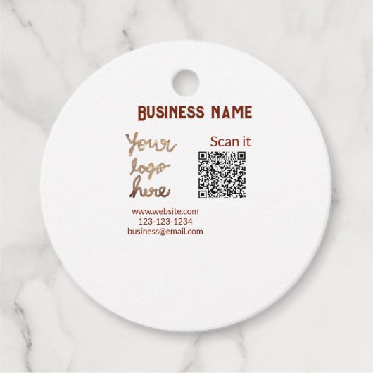 Étiquettes Cadeau Simple minimum q r code ajouter logo code d'analys (Devant)