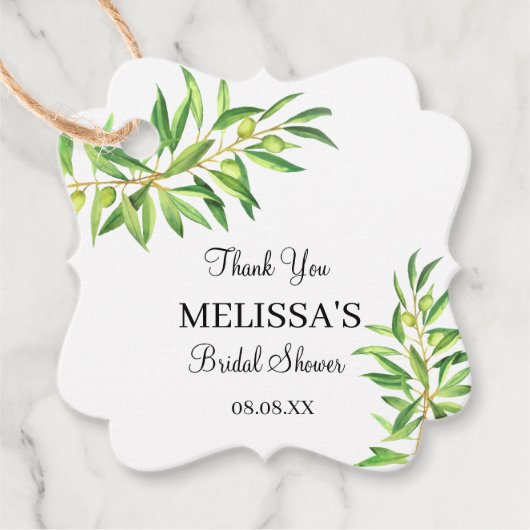 Étiquettes Cadeau Simple Modern Olive Branch Greenery Thank You (Devant)