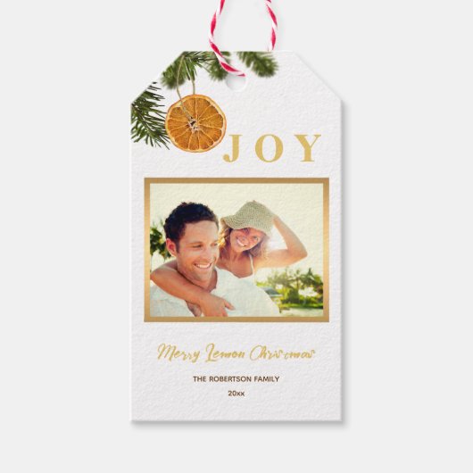Étiquettes-cadeau Simple moderne Agrumes Joyeux Noël Photo Holiday (Devant)
