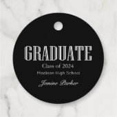 Étiquettes Cadeau Simple moderne Black Photo Graduation (Dos)