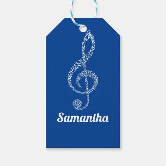 Étiquettes-cadeau Simple Moderne Clé De Treble Blancs Illustré (Devant)