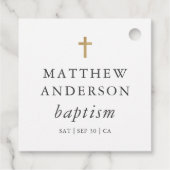 Étiquettes Cadeau Simple moderne Elegant Cross Baby Baptism (Dos)