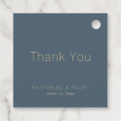 Étiquettes Cadeau Simple moderne marine bleu Monogramme Mariage Merc (Dos)