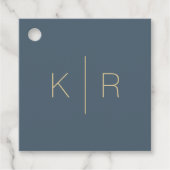 Étiquettes Cadeau Simple moderne marine bleu Monogramme Mariage Merc (Devant)