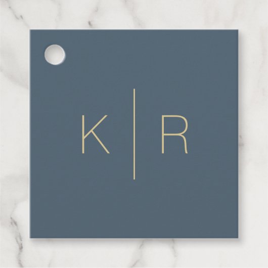Étiquettes Cadeau Simple moderne marine bleu Monogramme Mariage Merc (Devant)