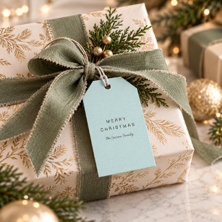 Étiquettes-cadeau Simple Moderne Minimaliste Noël Bleu Clair