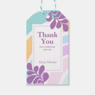 Étiquettes-cadeau Simple moderne Pastel Rainbow Leaf Merci