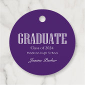 Étiquettes Cadeau Simple Moderne Purple Photo Graduation (Dos)