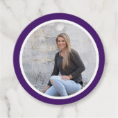 Étiquettes Cadeau Simple Moderne Purple Photo Graduation (Devant)
